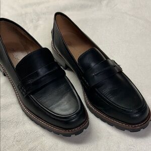 Madewell Black Leather Penny Loafers for Women